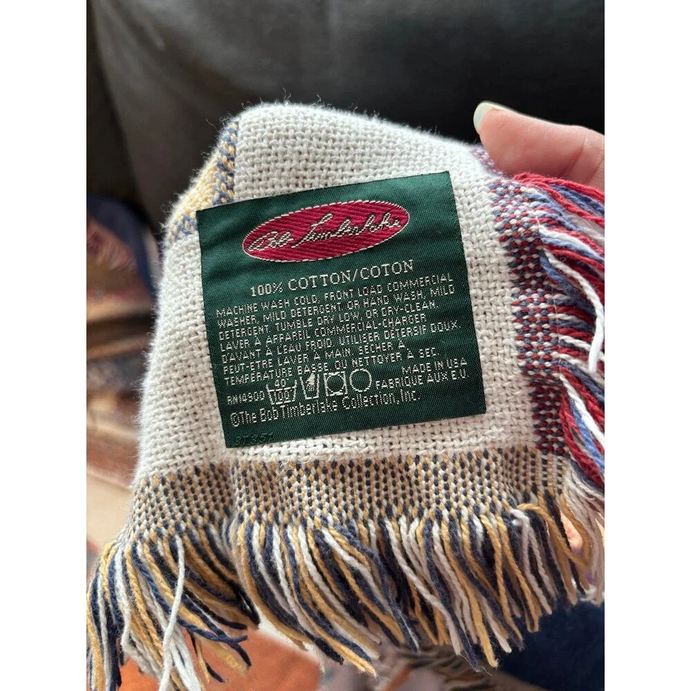 Bob Timberlake Paul Brent Woven Throw Blanket Coastal Farmhouse VTG USA cotton